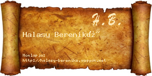 Halasy Bereniké névjegykártya